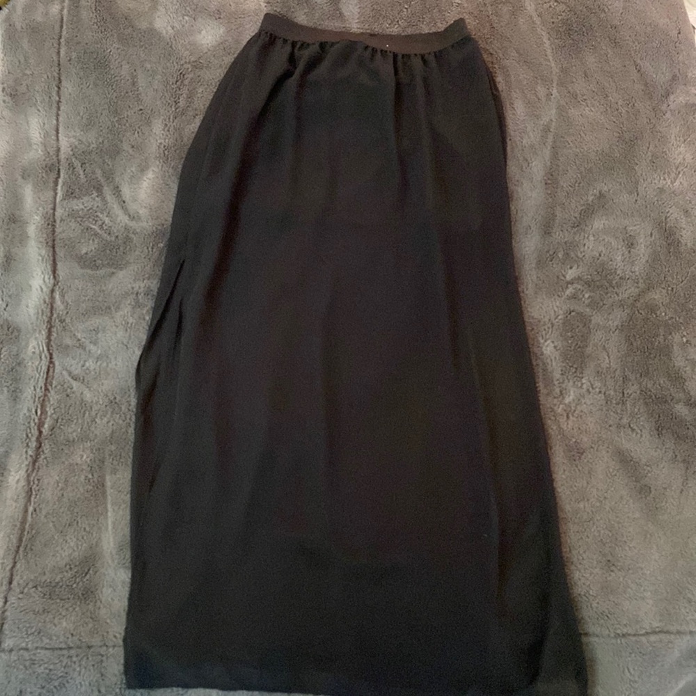 transparent black skirt with mini black shirt under - open on the side - size 4